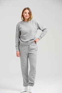 Basic Sweatsuit with Crewneck (Light Grey Melange) - Package Deal (Women)