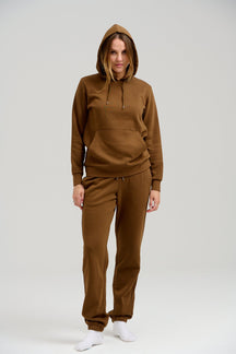 Basic Sweatsuit le hoodie (Brown) - Déileáil Pacáiste (Mná)