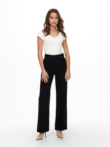 Camille Wide Leg Jeans - Black Denim