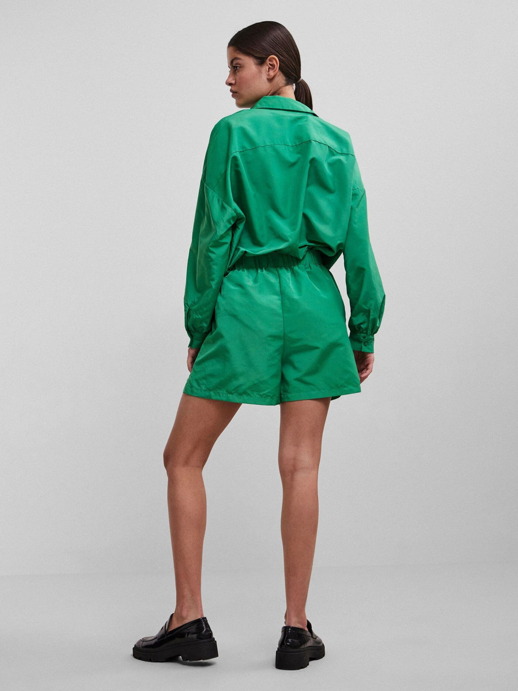 Chrilina vysoký pás Shorts - Jednoduchá zelená