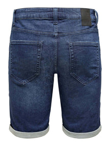 牛仔短裤 - 蓝色牛仔布