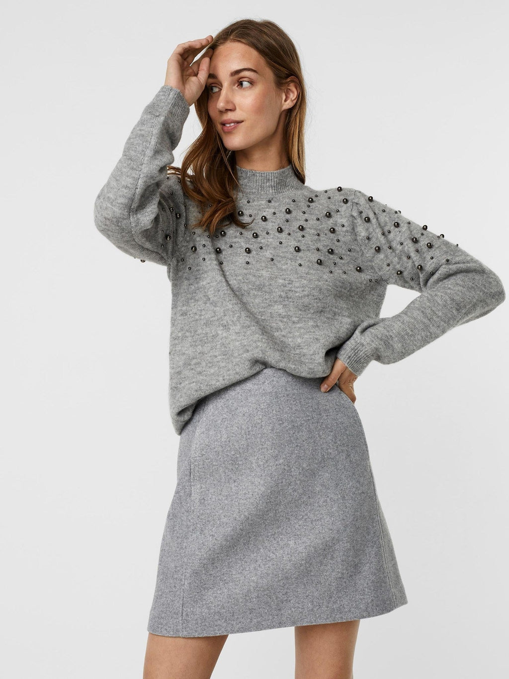 EMILIA džemper s visokim vratom - svijetlo sivi