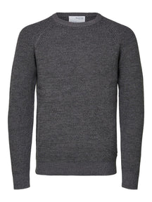 Irven pleteni džemper - tamno siva