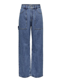 Jeans Wide Kirsi - Denim Gorm Meánach
