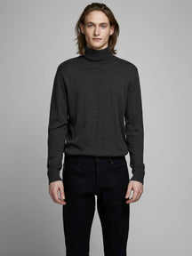 Knitted turtleneck sweater - Dark Gray melange