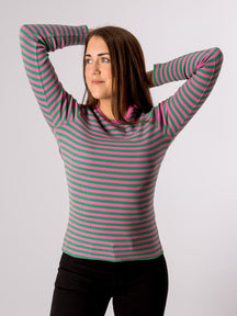 Linijski džemper dugih rukava - super ružičasti/žele grah