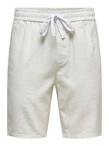 Linus亚麻短裤 - 明亮的白色