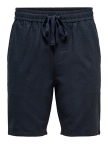 Linus Linen Shorts - Dark Navy