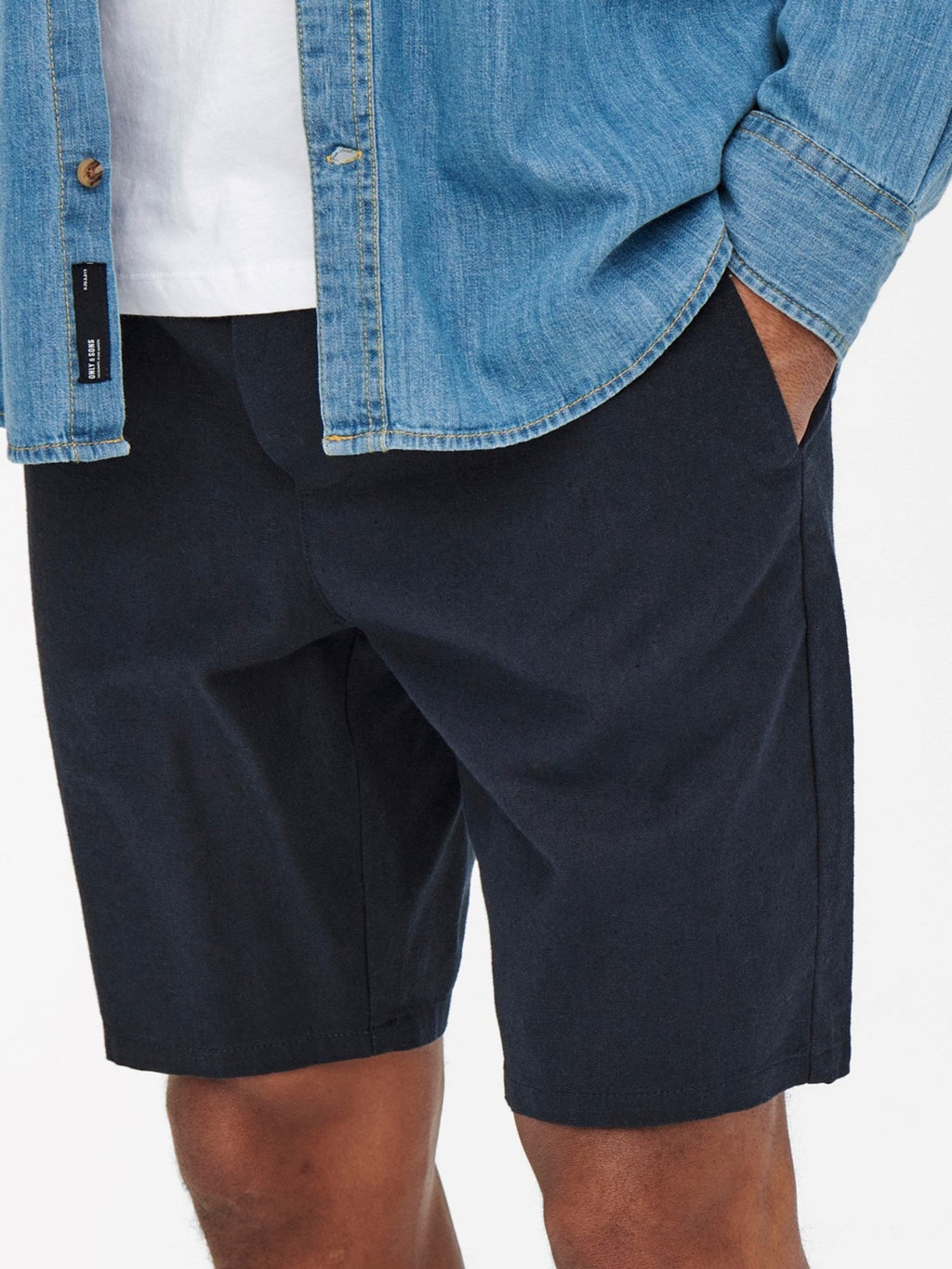 Linus lanene kratke hlače - tamna mornarica