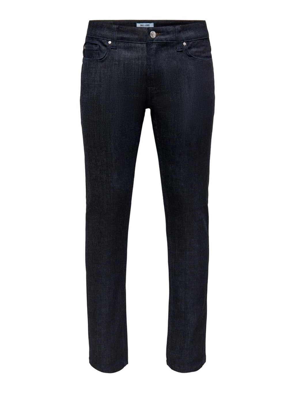 Tkáčsky štíhle surové džínsy - modrý džínsovina