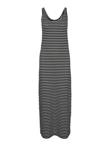 Maria Dress - Black / White Striped