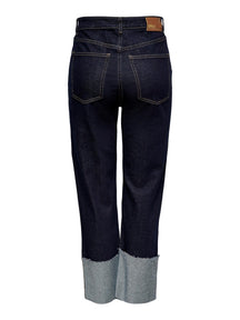 Megan vysoké džínsy v páse - džínsová modrá
