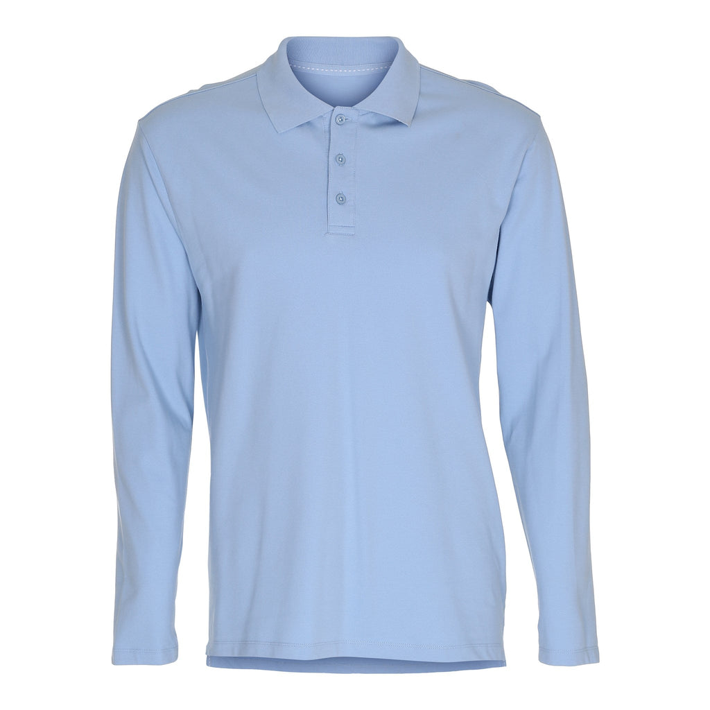 Muscle Long Sleeve Polo Shirt - Light Blue