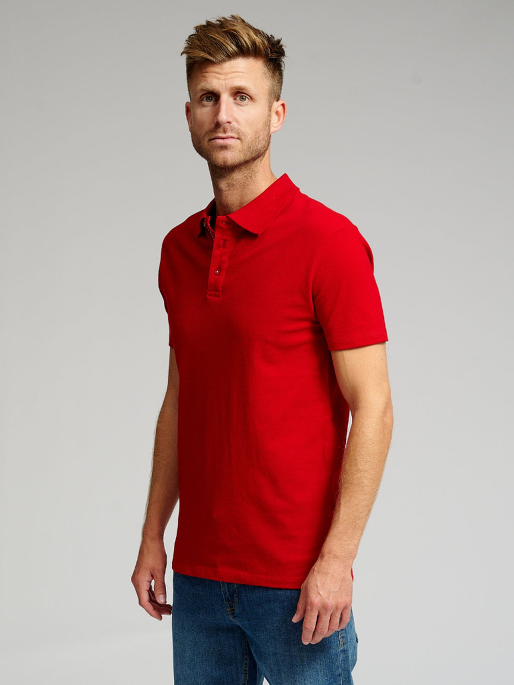 肌肉polo衬衫 - 红色