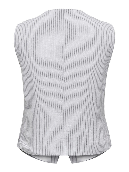 Olga Linen Pinstripe Vest - Bright White - TeeShoppen Group™ - Blazer - ONLY