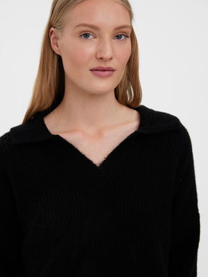 Olina Collar Bluse - Black - TeeShoppen Group™ - Knitwear - Vero Moda