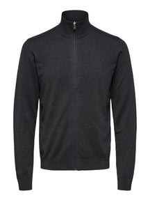 Pima cotton cardigan - Dark gray (with zipper)