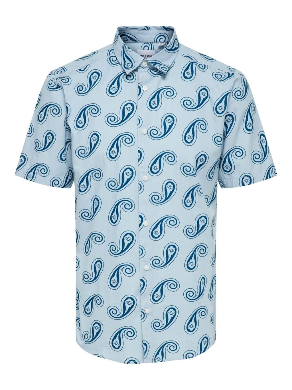 Printed Short Sleeve Shirt - Light Blue