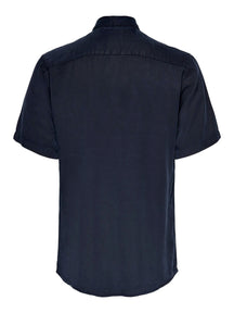 Short-sleeved tencel shirt - Navy