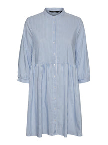 Šaty Sisi 3/4 - modrá / biela pruhovaná