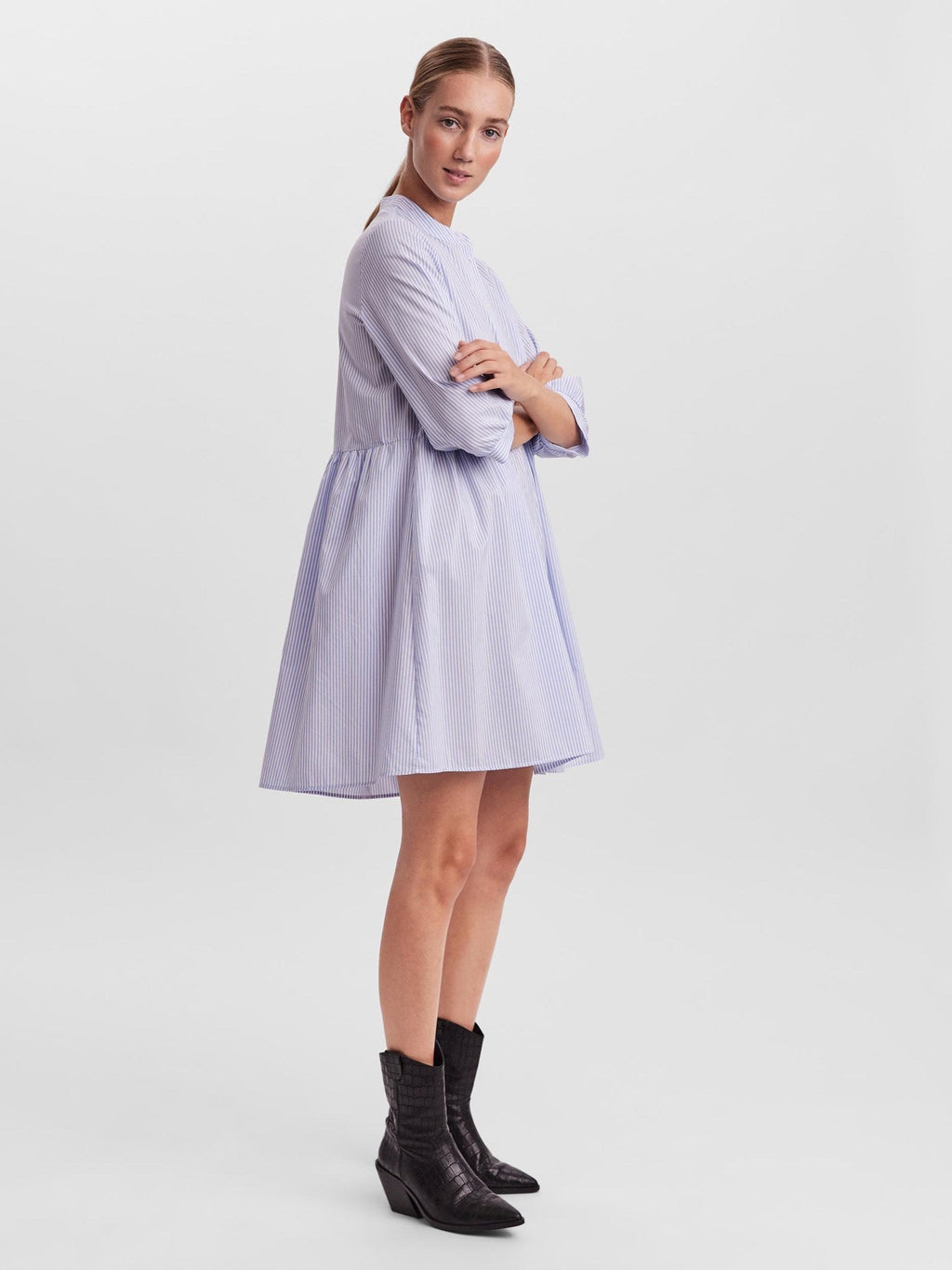 SISI 3/4 haljina - plava / bijela prugasta