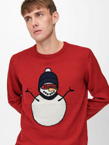 Snjegović božićni pleteni - crveno
