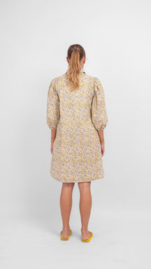 SOFIE衬衫连衣裙 - 蓝色和黄色花卉