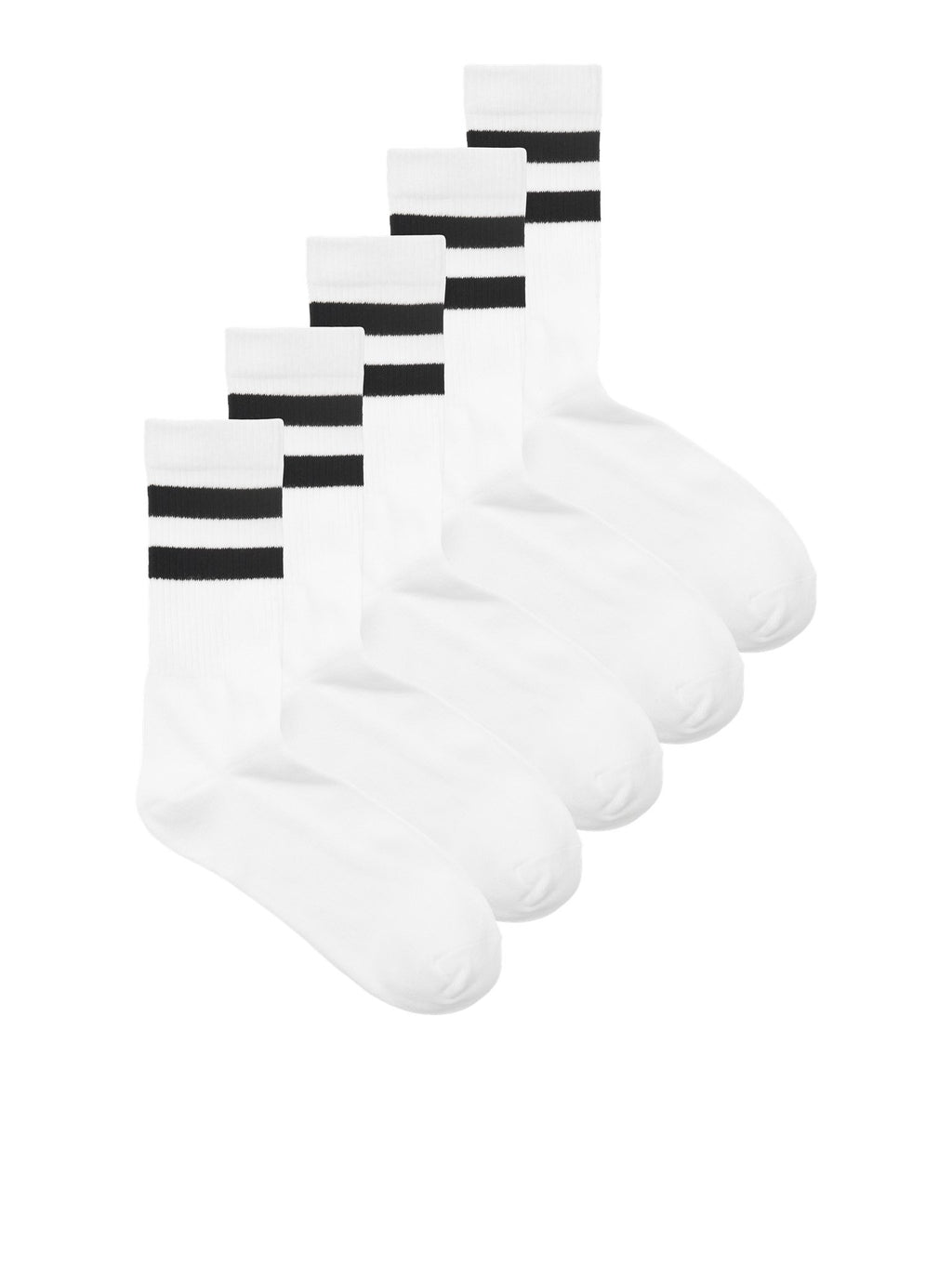 运动袜5 PC。 - 白色/黑色