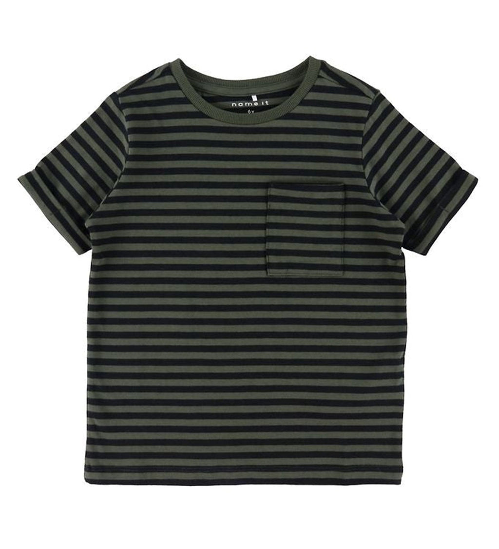 Pruhované tričko v organickej bavlne - čierna