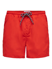 Plávať shorts s šnúrkou - červená