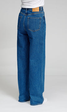 原始性能宽牛仔裤 - 中型蓝色牛仔布