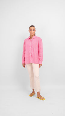 Tokio Linen Shirt - vrecká ružová
